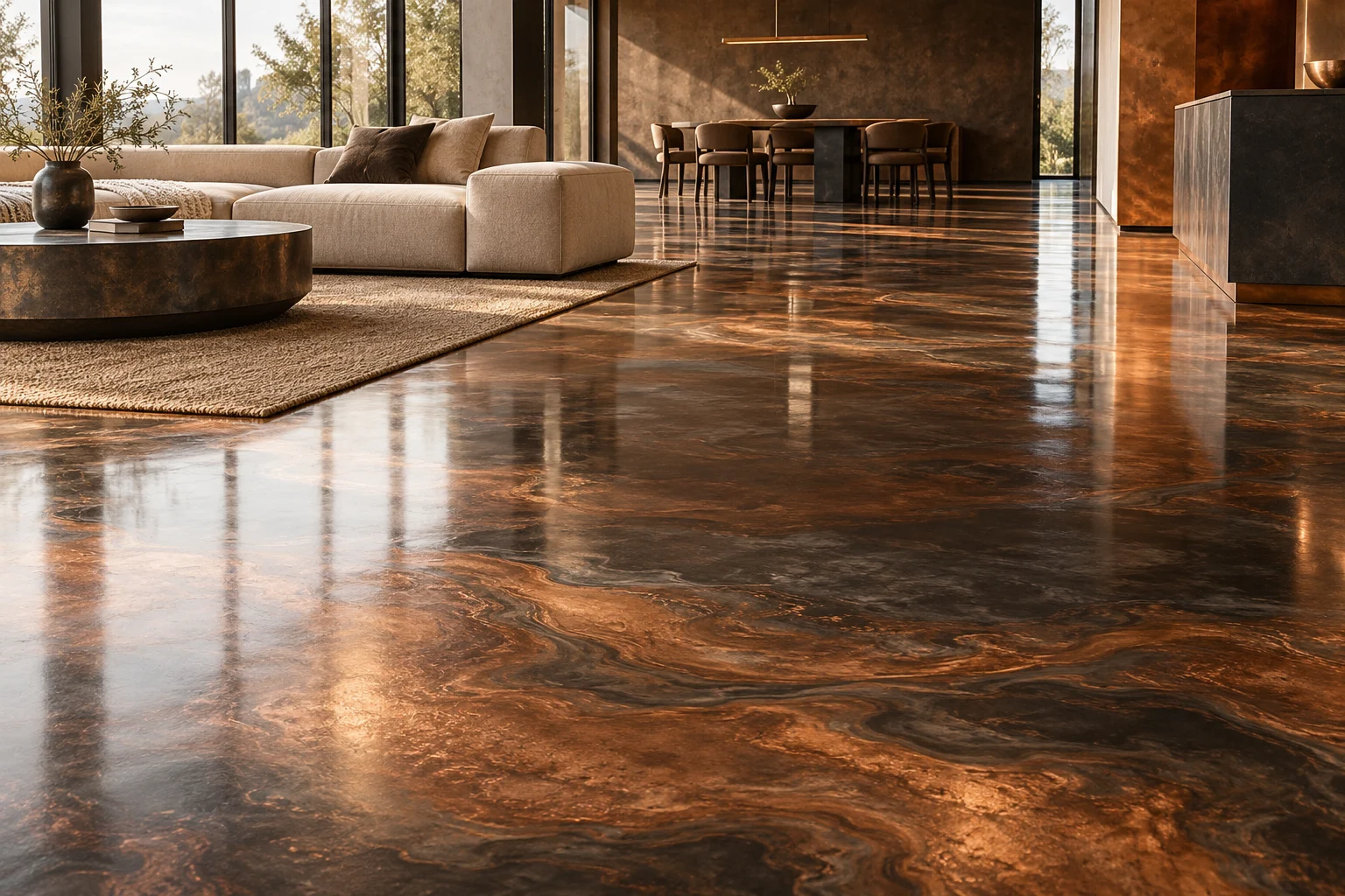Copper and charcoal epoxy concept