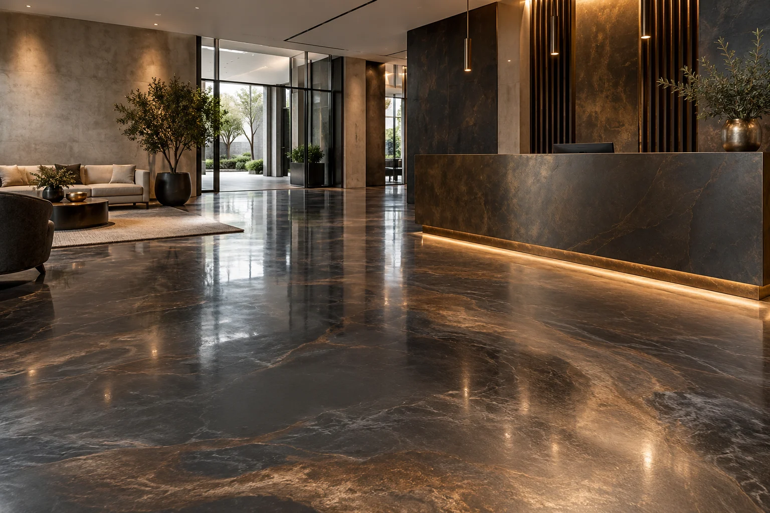 AI-generated inspiration for metallic & decorative floors