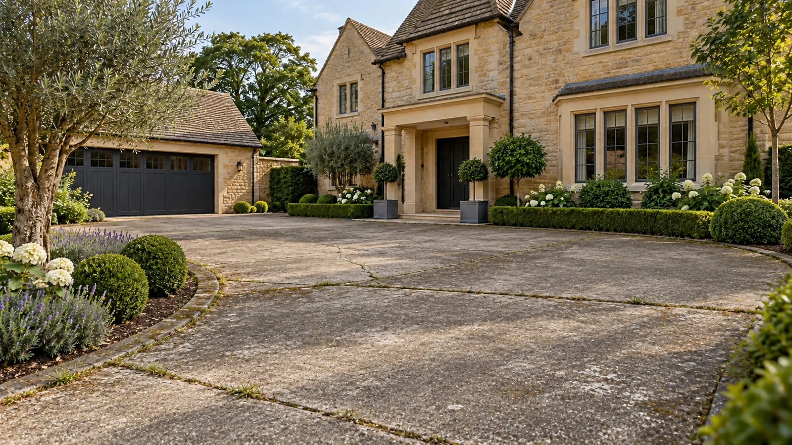 AI concept of an older concrete driveway